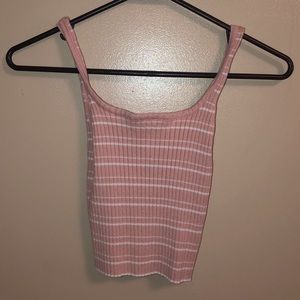Pink and white striped crop top